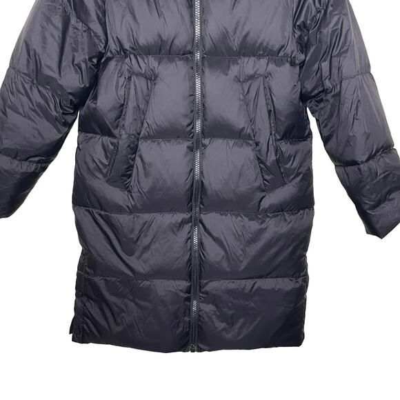 Zara kids black hooded puffer long jacket 13-14 - Picture 6 of 8